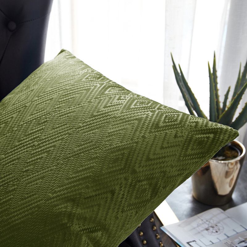 Housse de coussin carrée en velours ikat, Avocat
