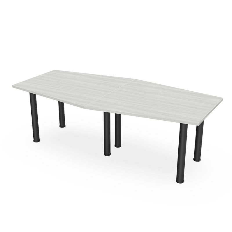 Table hexagonale avec pieds Nyemia, Cyprès blanc, Noir mat, L 96 po x l 48 po