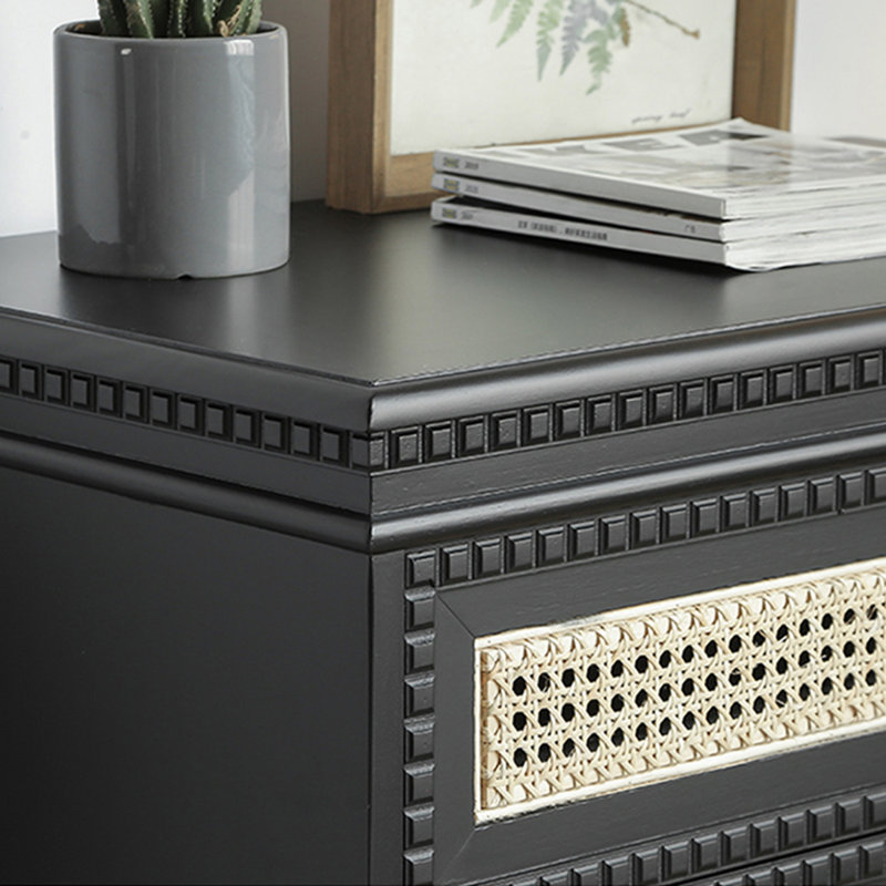 Armoire d'appoint en bois manufacturé noir massif