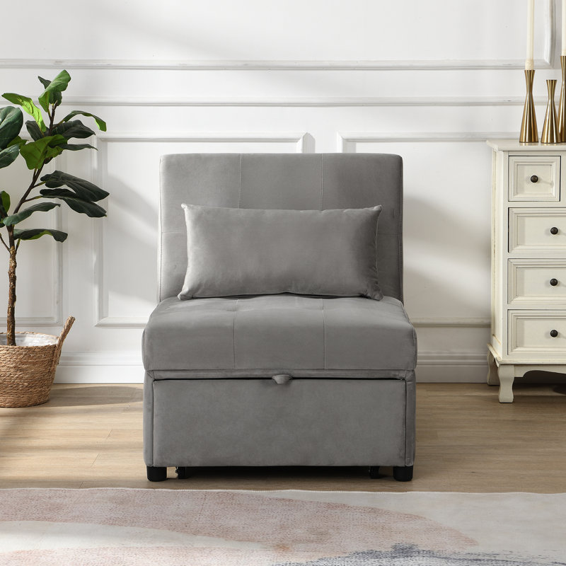 Lit pliant gris - multifonctionnel pour toutes les occasions. Gain de place et utilisateur. Sert de table à thé, de chaise longue et de lit simple. Ergonomique, stable et fiable. Velours. Limite de poids de 264 lb. 40,48 po de profondeur