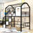 Twin Metal Loft Bed With Roof Design, Convenient Storage Case And Staircases-1825699333