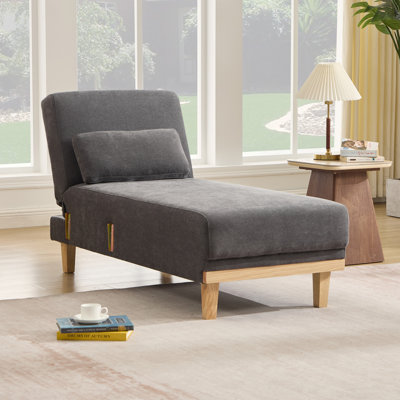 62.2''L Premium Chenille Chaise Lounge, Adjustable Backrest