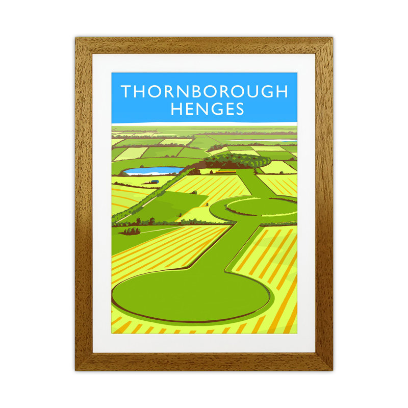 Thornborough Henges Portrait by Richard O'Neill - Print, Brown Framed, 53.5cm H x 43.5cm W x 3cm D