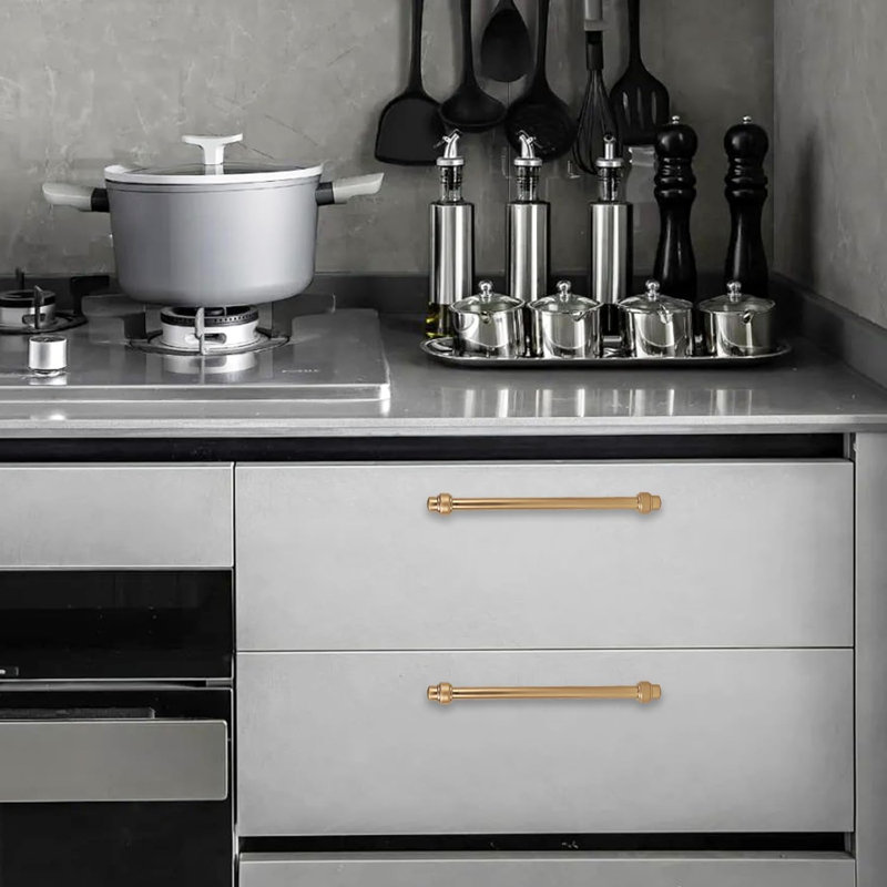 Paquet de 10 poignées d'armoire, poignées de tiroir en alliage de zinc massif, quincaillerie de cuisine et de commode moderne avec filetage profond