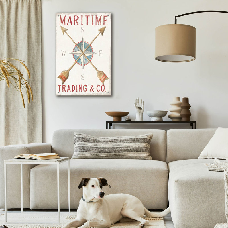 «Floursack Nautical 6 Red» par Danhui Nai, art mural en verre acrylique, H 36 po x l 24 po x P 0,2 po