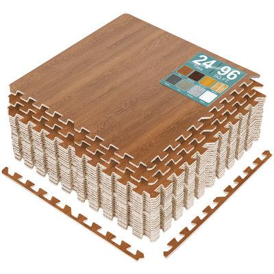 Carreaux de sol en mousse de grain de bois imperméable Sorbus, 24 tuiles, 96 pieds carrés, emboîtable, pacane