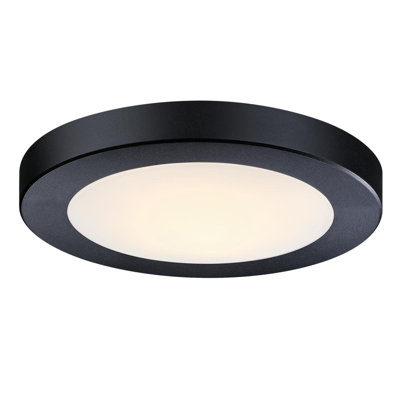 6 Inch 8 Watt Dimmable LED Indoor/Outdoor Flush Mount Fixture with Color Temperature Selection, Black Finish, Frosted Polycarbonate Shade