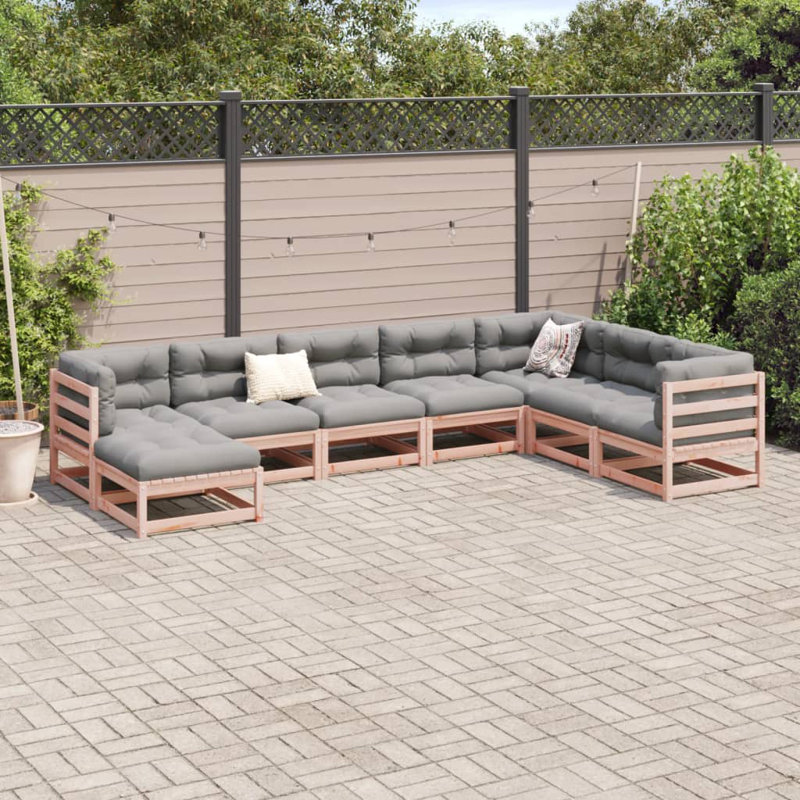 Brayden Studio 8 Piece Garden Sofa Set Solid Wood , Natural Douglas