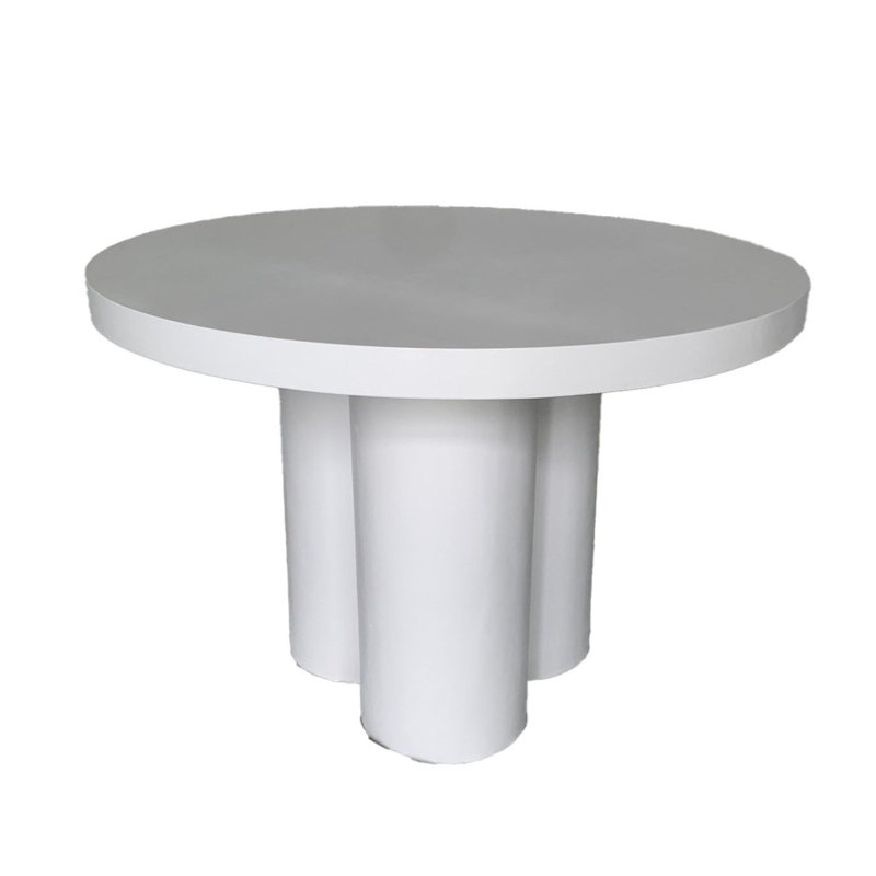 Kenneth  - Modern Black Concrete Round Dining Table, White