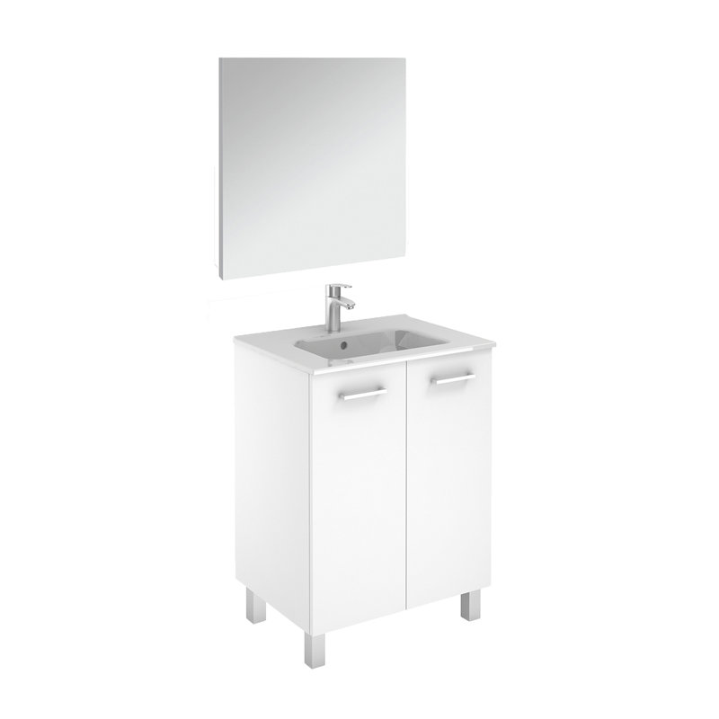 Ensemble de meuble-lavabo simple avec miroir Logic, Blanc lustré, 28"