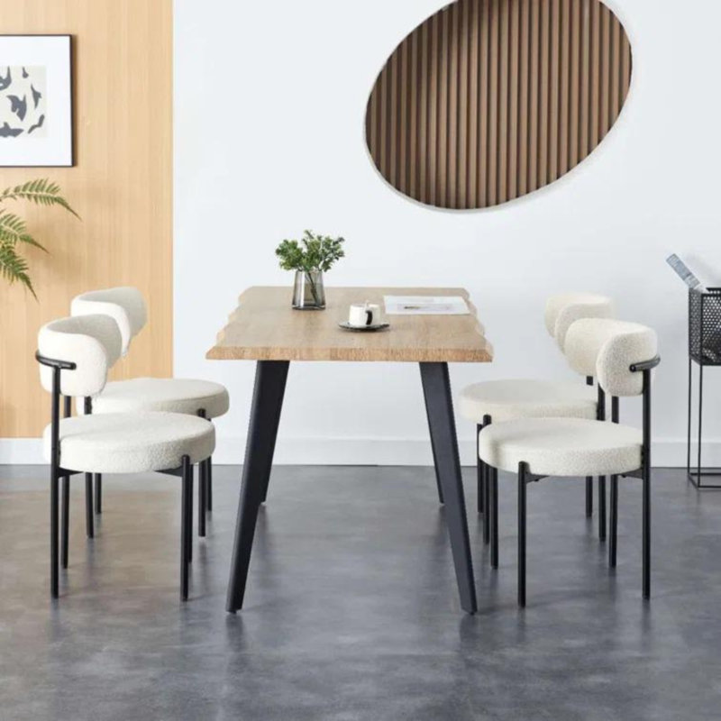 Chaise de salle à manger Kordelia, 2, Blanc, crème, Noir, noir, noir, noir