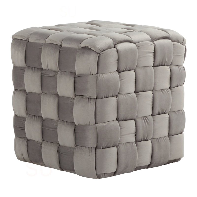 Velvet Ottoman, Dark Gray 