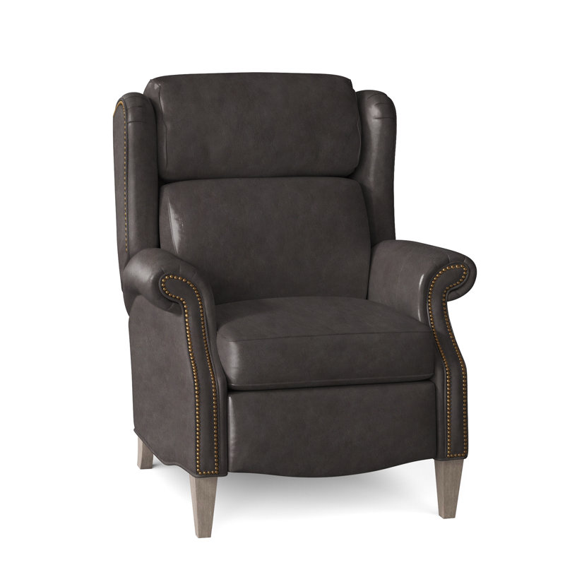 Miller Recliner, French Natural, Stone, Outsider Raven Genuine Leather