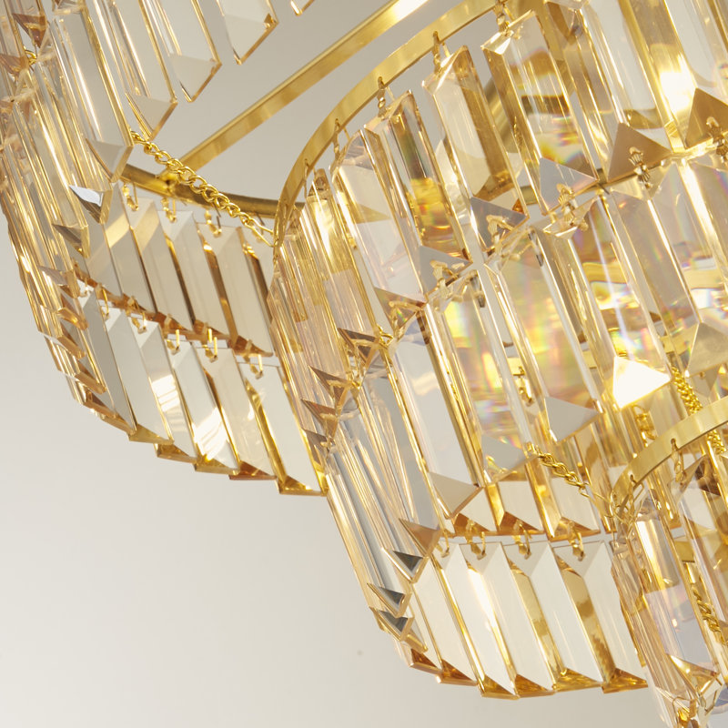 5 - Light Crystal Chandelier, Satin Brass