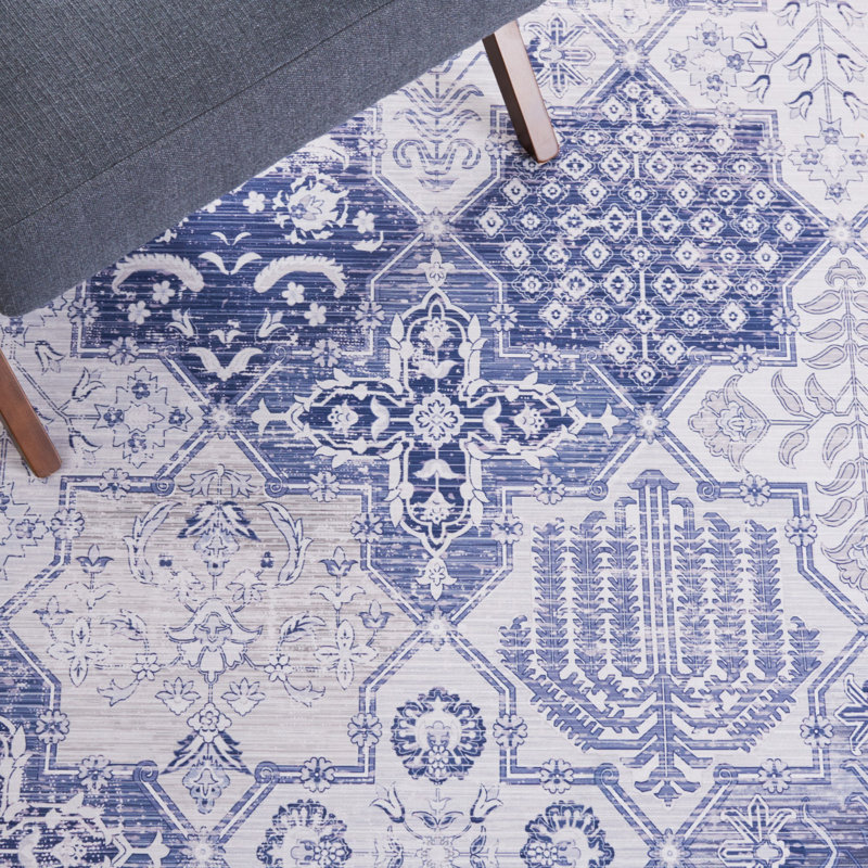Tapis gris / bleu marine Ziebarth, Rectangle 6 pi x 9 pi