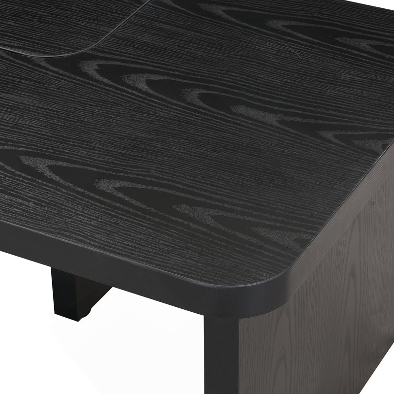 Table basse détachable en bois 47,24 x 23,62 po et 35,43 x 31,49 po, table basse simple en forme de L pour la salle à manger, jardin, noir