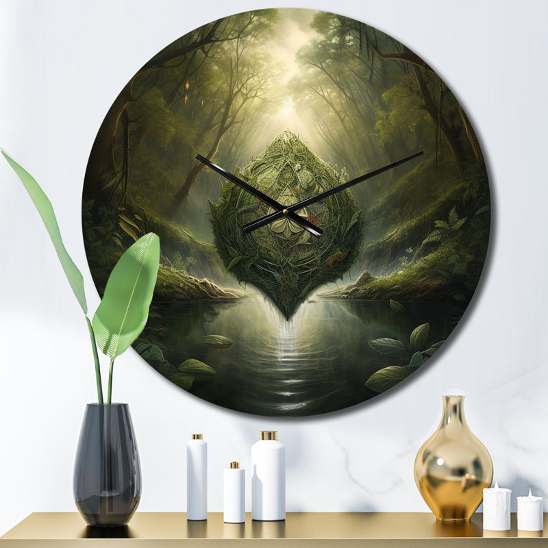 Horloge murale sacrée Mandala planant dans un paysage mystique, Petit