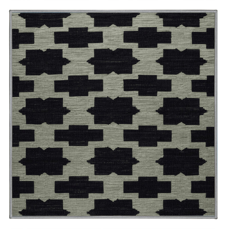 Tapis gris en treillis lavable à la machine, Carré 7 pi