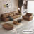 Coffee Genuine Leather Modular Sofa cushion couch