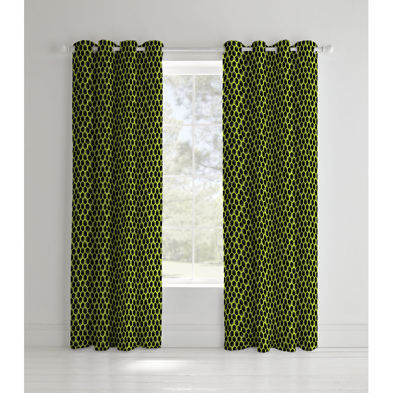 Neon Football Easy Care Eyelet Curtains, Yellow