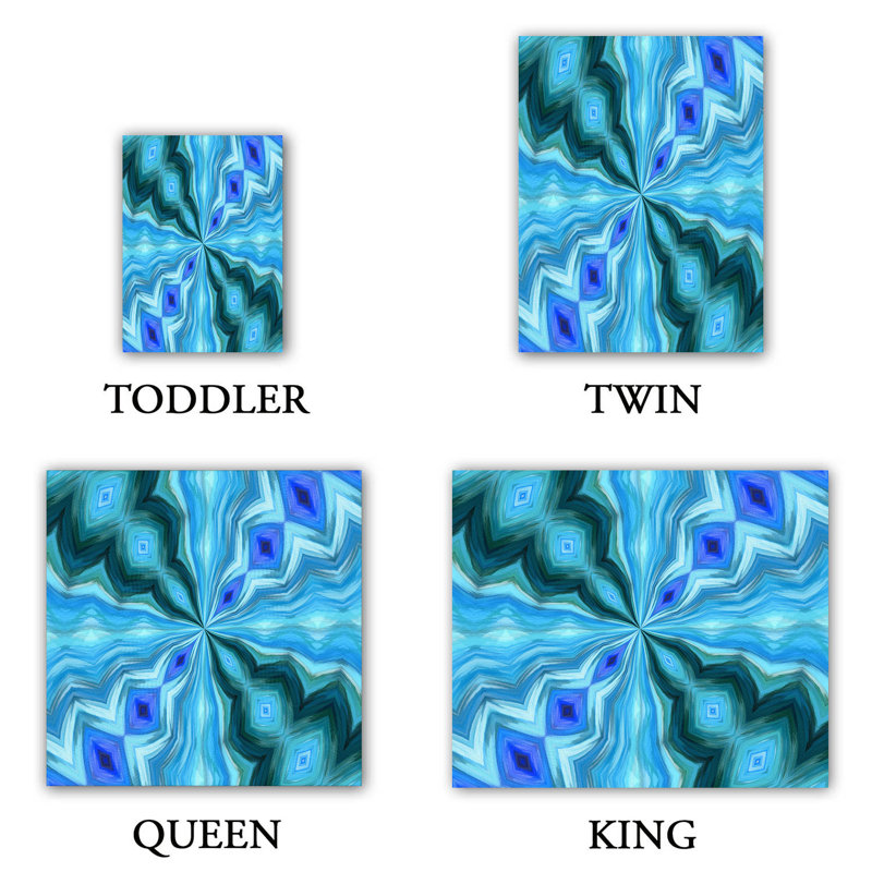 Ensemble de housse de couette float abstract, 1 housse de couette grand + 2 taies standards, Bleu