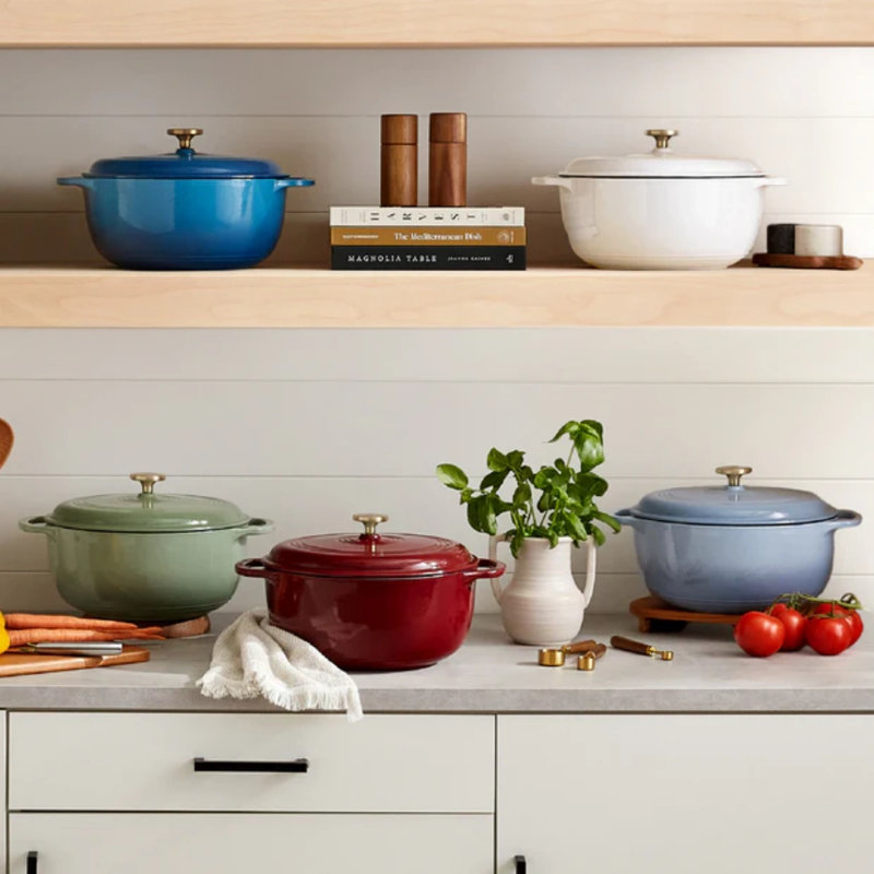 6-Piece Enameled Cast Iron Cookware Set, Vanilla