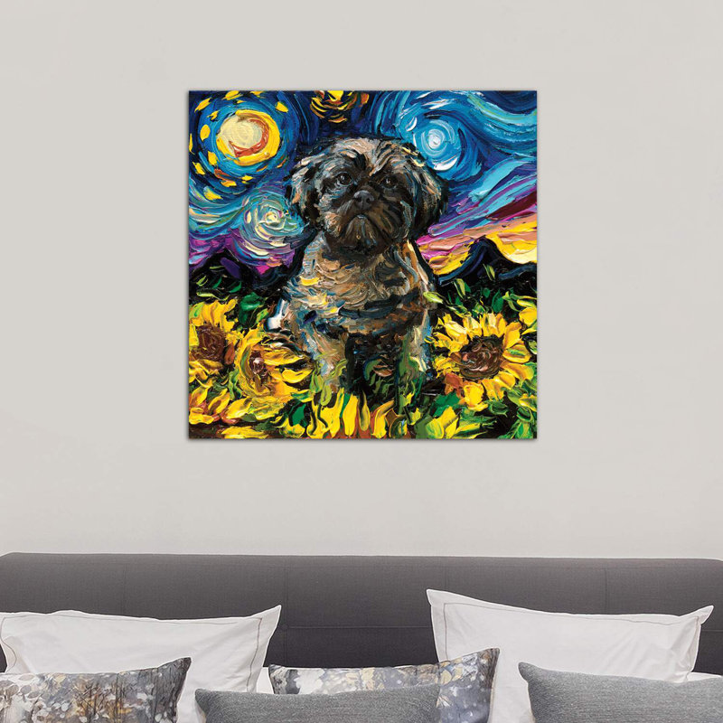 Shih Tzu Night II by Aja Trier - Wrapped Canvas Painting, 66.04 cm H x 66.04 cm W x 1.91 cm D