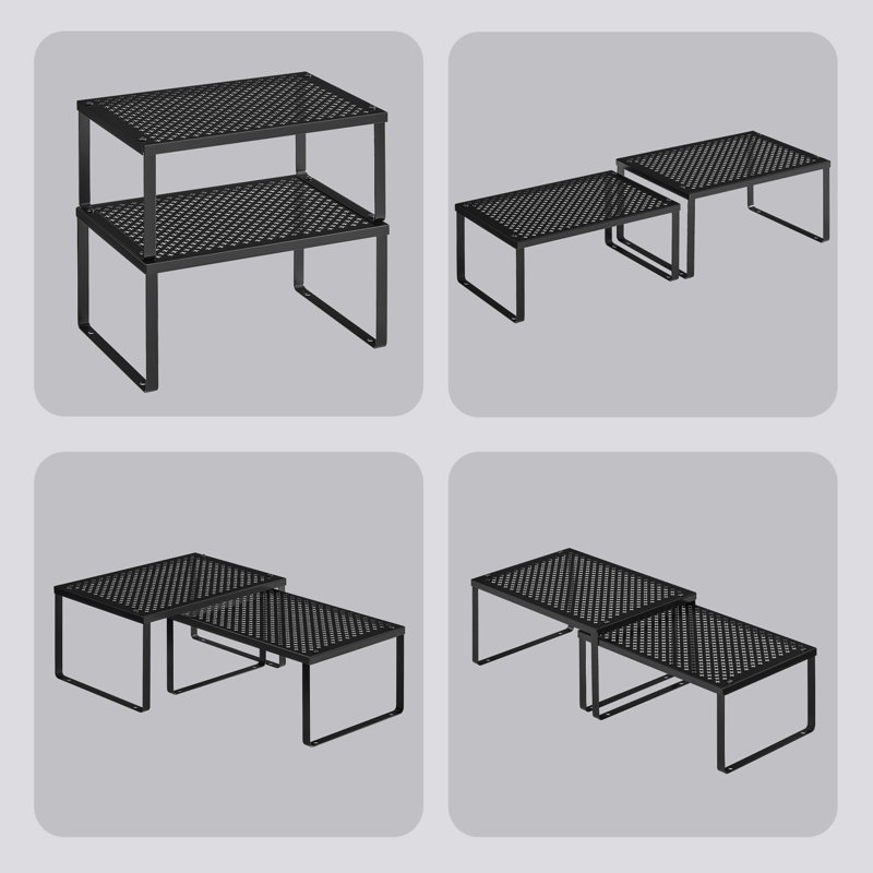 Stackable Cabinet Organizer Shelf, Ink Black
