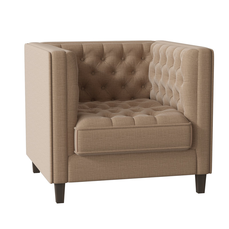 Jess Upholstered Armchair, Bennett Almond, Brown Mahogany