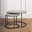 Ensemble de 2 tables gigognes rondes, tables basses empilables grises avec cadre en métal pour le salon-754726714