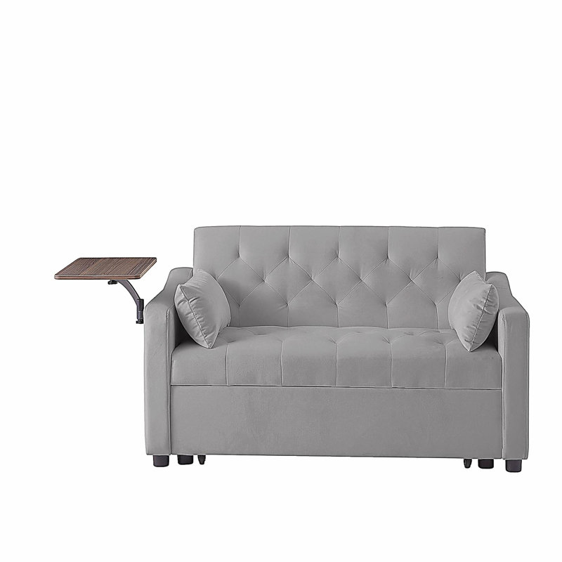 Grey Velvet Sofa Bed, Gray