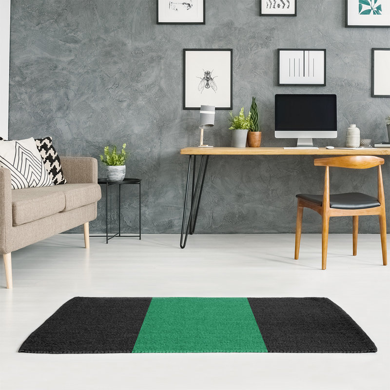 Tapis noir/vert rayé, Rectangle 4 pi x 6 pi