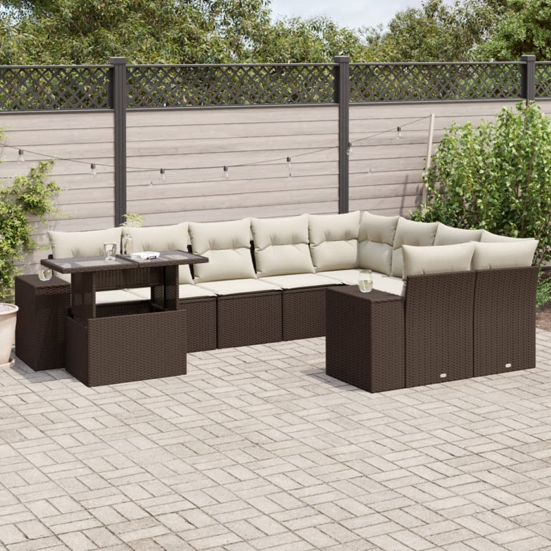 Vidaxl Garden Sofa Set Brown, Cream White