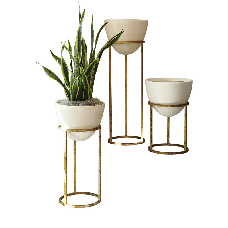 Wise Egg Planter, 44" H x 16" W x 16" D, Antique Gold Leaf