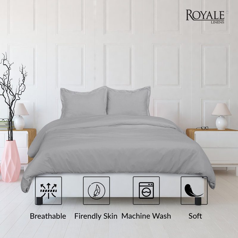 Literie , Housse de couette pour très grand lit et 2 taies, Argent