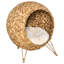 Lit rond pour chat, lit pour chat tissé de 20,5 po, maison de chaton surélevée tressée à la main avec feuilles de bananier