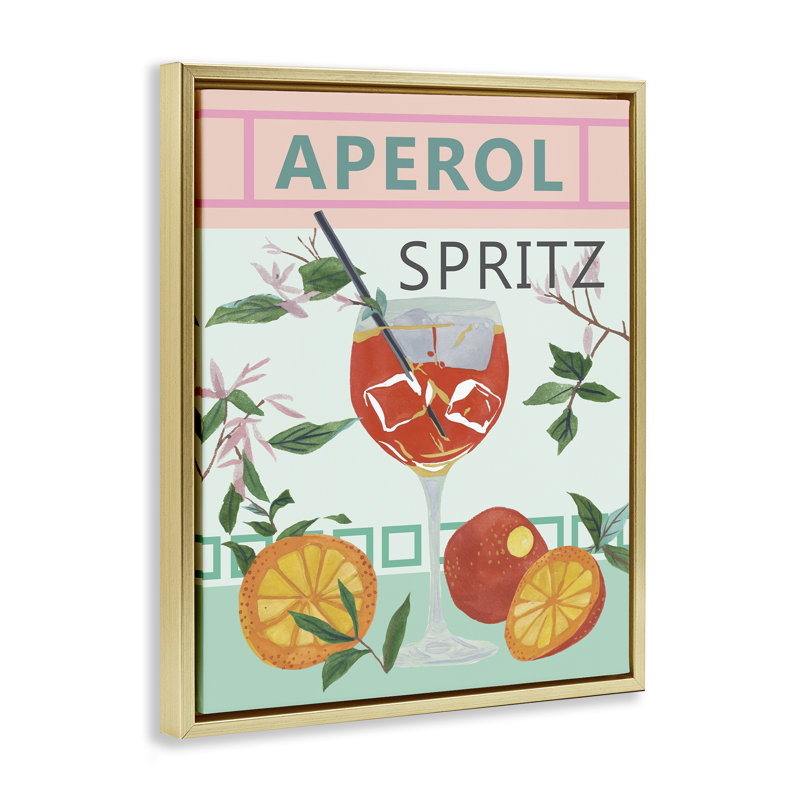  «Aperol Tropical Cocktail», art mural encadré par Melissa Wang, H 31 po x l 25 po, Or