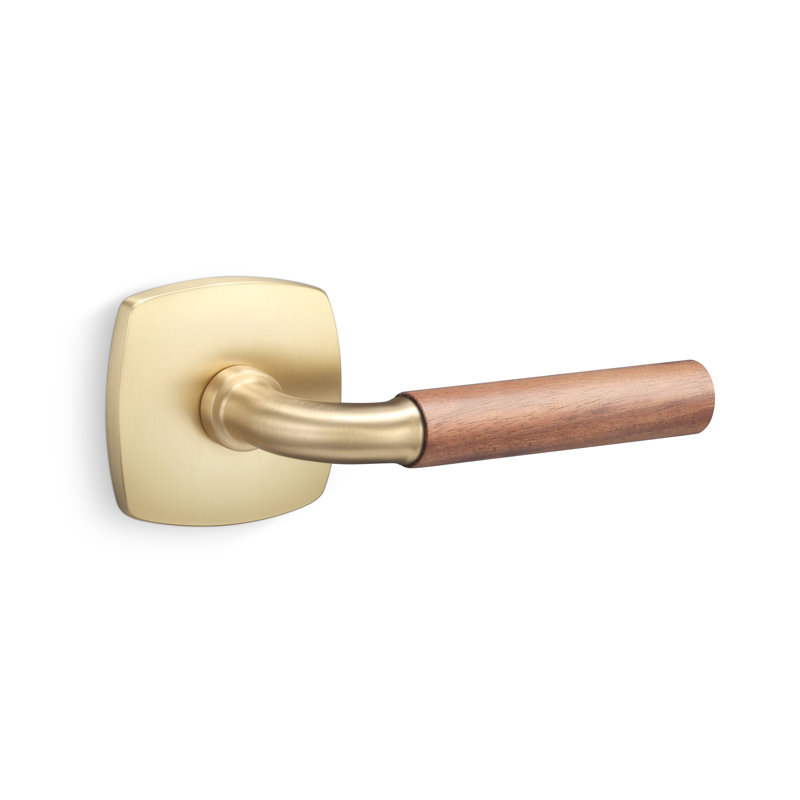 Forma Passage Rosette In Satin Brass, Walnut Grip, Satin Brass/Walnut