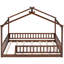 Structure de lit en bois pleine grandeur avec clôture, noyer, pour, adolescents, pin, espace de jeu et de sommeil, conception semi-fermée en noyer de pin, aire de repos, espace de repos-105350622-105350616