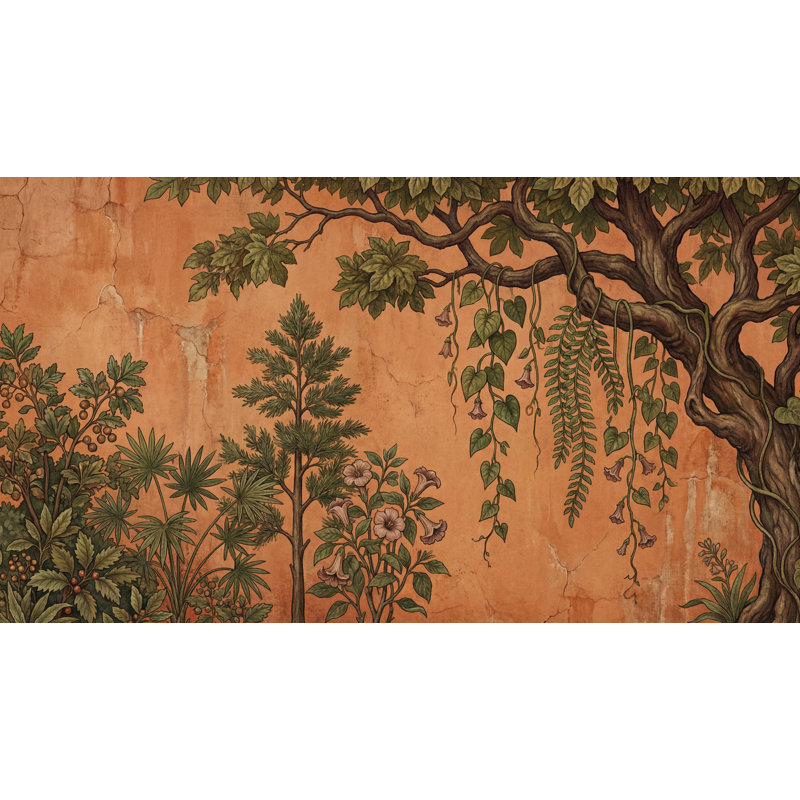 Papier peint mural botanique Fresco, Texturé non collé, 100 po x 96 po