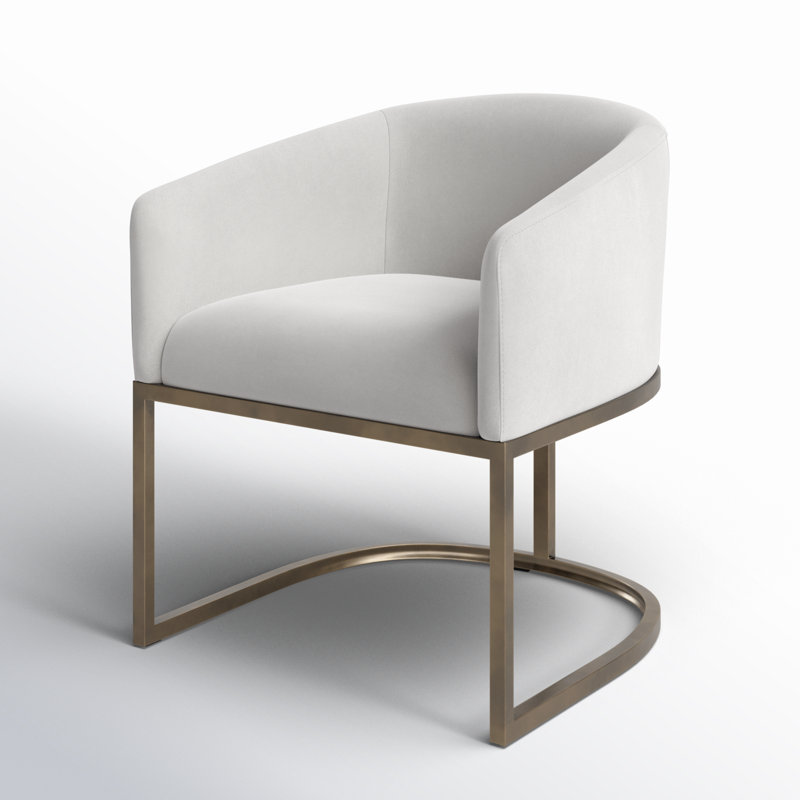 Wiley Fabric Upholstered Solid Back Arm Chair, Beige