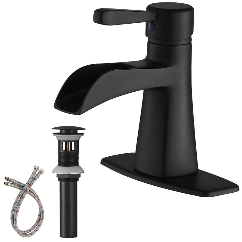 Single-handle Bathroom Faucet with Drain Assembly, Matte Black