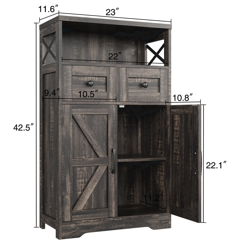 Armoire de rangement au sol, Chêne rustique foncé
