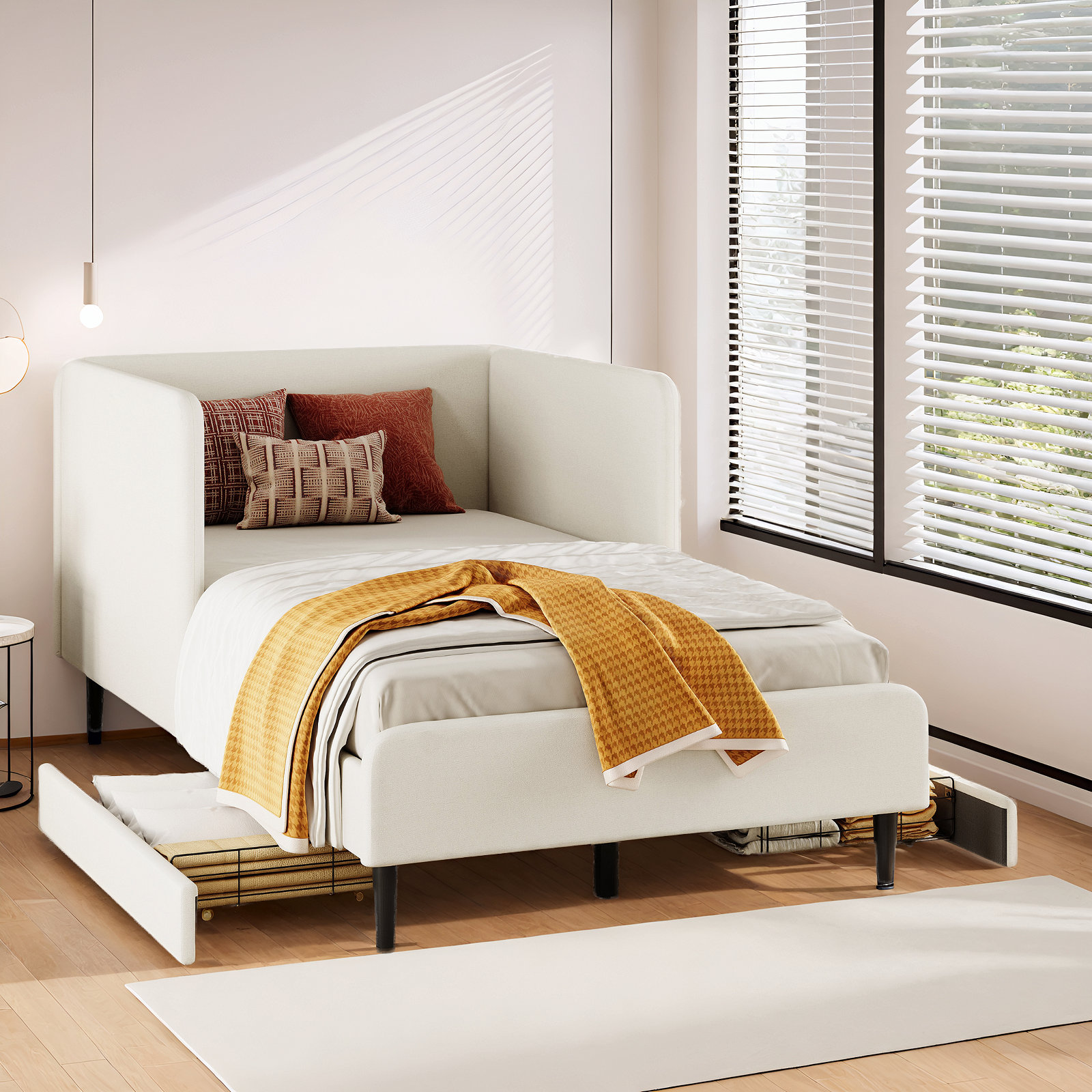 Latitude Run® Cream Daybed with Headboard | Wayfair