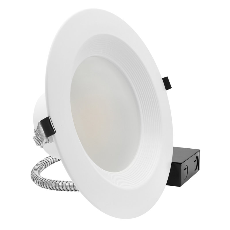 Luxrite Luminaire encastré commercial à DEL, Downlight Canless avec J-Box, 5CCT, à intensité variable, 16W-27W, jusqu'à 2700LM, calibre IC, 120-277V, garniture de cloison ETL