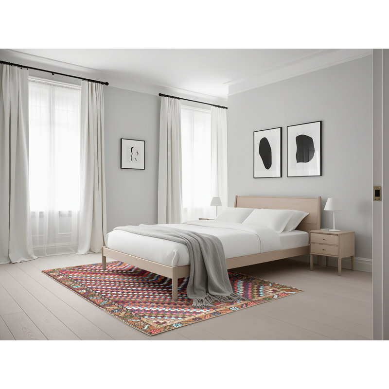 Tapis traditionnel beige/vert/crème, Rectangle 5 pi x 7 pi
