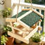 Wooden Hanging Bird Feeder Table with Roof Outdoor Wild Bird Feeding Station Rope Hanging Seed Tray for Garden Trees Patio Balcony Small Birds