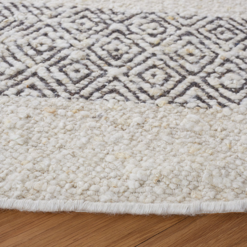 Abbie-James Natura Hand Woven Wool/Cotton Rug in Ivory, Round 6'