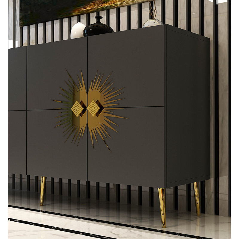 Olivia 150cm Console Table, Grey/Gold