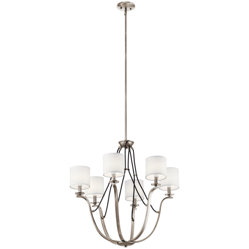  Lustre empire 6 lumières à abat-jour, Étain classique